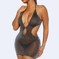 Aşk Lingerie Taşlı Karanlık Parlar Geniş File Mini Fantezi Vücut Çorabı