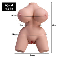 Manyetik Şarjlı Titreşim Fonksiyonlu Realistik Yarım Vücut Mastürbatör – USB'den Şarj