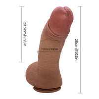 Özel Tasarım 29 CM Uzunluğunda Çift Katmanlı Kalın Gerçekçi Damarlara Sahip Realistik Mega Dev Dildo Penis