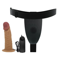 17,5 CM Titreşimli Belden Bağlamalı Süper Yumuşak Dokulu İçi Boş 7 cm Dolgulu Strapon Penis