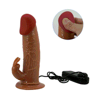 19 CM Belden Bağlamalı İçi Boş Titreşimli Testissiz Uyarıcılı Rabbit Melez Protez Dildo Vibratör Penis