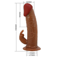 19 CM Belden Bağlamalı İçi Boş Titreşimli Testissiz Uyarıcılı Rabbit Melez Protez Dildo Vibratör Penis