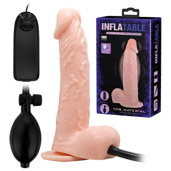 19 CM Pompalı Büyüyen Titreşimli Realistik Penis Vakumlu Anal & Vajinal Uyumlu Vantuzlu Dildo