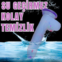19 CM Renkli Benekli Ultra Yumuşak Dokulu Şeffaf Realistik Yapay Penis Dildo