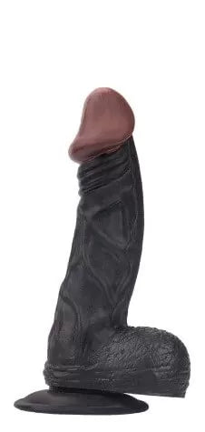 24 CM Realistik Titreşimli Belden Bağlamalı Kalın Siyah Zenci Yapay Penis Dildo Vibratör