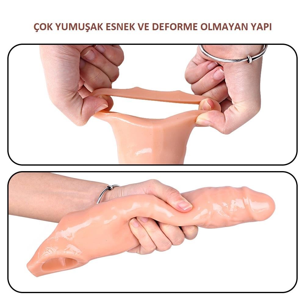 25 CM 6 CM Dolgulu Ten Renginde Testis Halkalı Penis Kılıfı