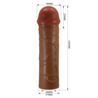 Extended Series Premium Dokulu 2,5 CM Dolgulu Melez Rengi Silikon Penis Kılıfı Nile