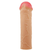 Extended Series Premium Dokulu 2,5 CM Dolgulu Ten Rengi Silikon Penis Kılıfı Nile