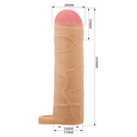 Extended Series Premium Dokulu 2,5 CM Dolgulu Testis Halkalı Ten Rengi Silikon Penis Kılıfı Bunion
