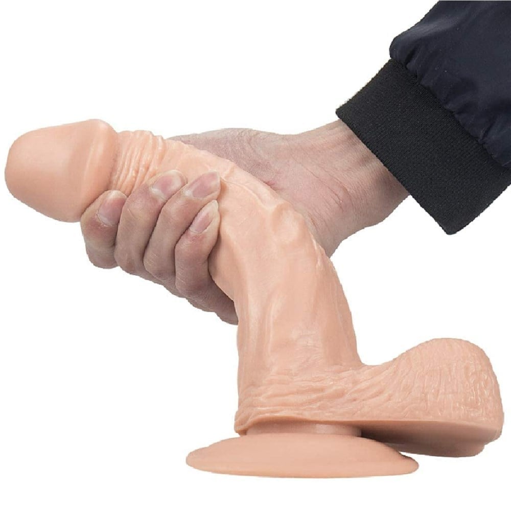 25 CM Vantuzlu Realistik Dokulu Testisli Realistik Dildo Penis