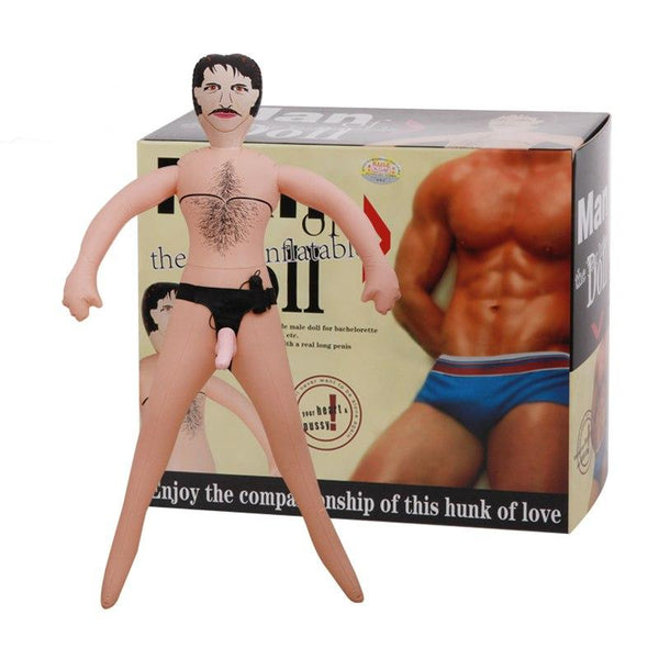Man Doll Siyah Dolgu Saçlı 19 CM Realistik Penise Sahip Oral Seks Uyumlu Şişme Erkek Manken
