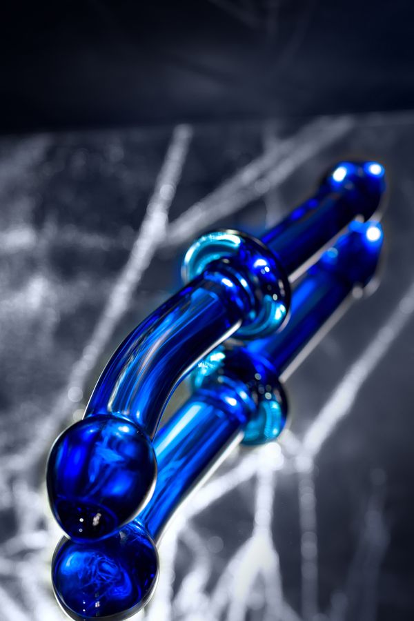 Sexus Glass Çift Taraflı Cam Dildo – Mavi, 25 cm