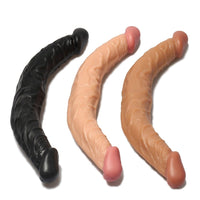 Double Dong 36 cm Çift Taraflı Realistik Zenci Siyahi Dildo Anal Vajinal Penis