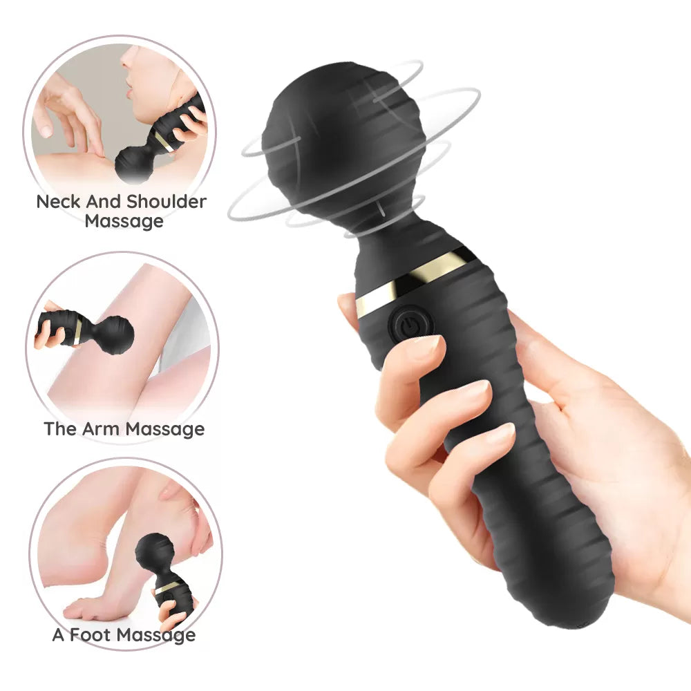 360° Dönebilen Esnek Kafalı Magic Wand Massager Orgazm Masaj Vibratör