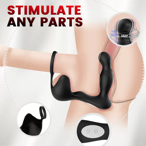 360° Rotasyonlu Perine ve Testis Uyarıcı Halkalı Prostat Masaj Vibratör