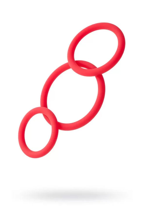 3&amp;#39;lü Black &amp; Red Penis Halkası Seti Kırmızı