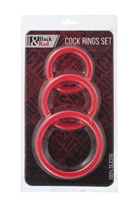 3&amp;#39;lü Black &amp; Red Penis Halkası Seti Kırmızı