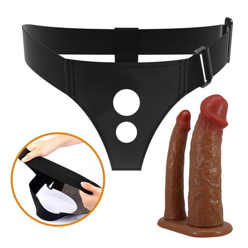 4 CM Dolgulu İçi Boş Belden Bağlamalı Çatal Realistik Dildo Penis