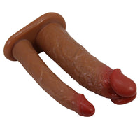 4 CM Dolgulu İçi Boş Belden Bağlamalı Çatal Realistik Dildo Penis
