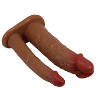 4 CM Dolgulu Uzatmalı Çiftli Çatal İçi Boş 17,5 CM Realistik Dokulu Çatal Dildo Penis Kılıfı