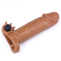 Pleasure X-Tender 4,5 CM Dolgulu Gerçekçi Et Dokulu Klitoris Uyarıcı Titreşimli Melez Penis Kılıfı