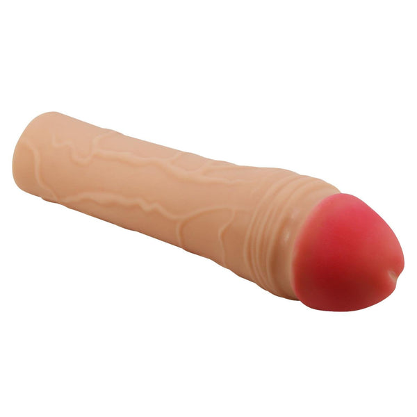 Extended Series Premium Dokulu 5 CM Dolgulu Ten Rengi Silikon Penis Kılıfı Chane
