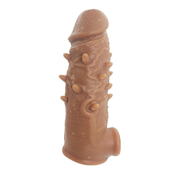 5 CM Uzatmalı Ultra Gerçekçi Dokuda Tırtıklı Benekli Realistik Penis Kılıfı