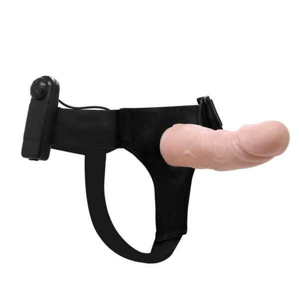 6 CM Uzatma Dolgulu İçi BoşTitreşimli Belden Bağlamalı Kumandalı Vibratör Dildo Penis 