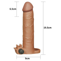 Pleasure X-Tender 6,5 CM Dolgulu Gerçekçi Et Dokulu Klitoris Uyarıcı Titreşimli Melez Penis Kılıfı