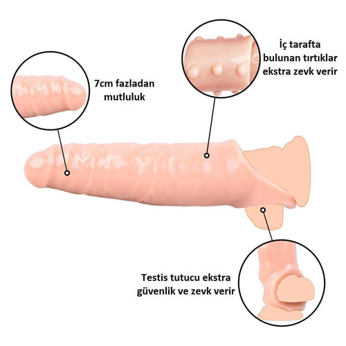 7 CM Dolgulu Realistik Zenci Siyahi Penis Kılıfı