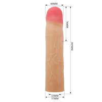 Extended Series Premium Dokulu 7,6 CM Dolgulu Ten Rengi Silikon Penis Kılıfı Kylian