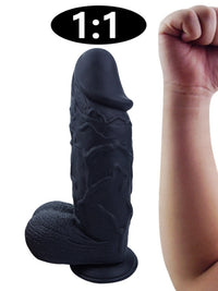 26 cm Realistik Dildo – Siyah | Kalın | Anal & Vajinal | Medikal Silikon