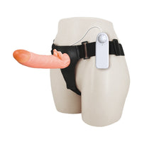 8 CM Dolgulu İçi Boş Titreşimli Belden Bağlamalı Vajinal Girişli Protez Penis Vibratör