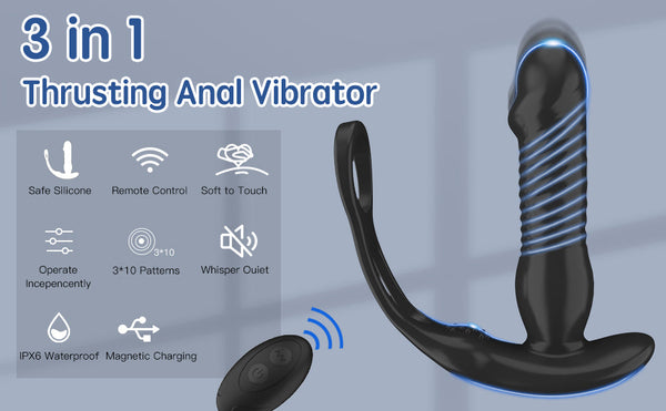 Uzaktan Kumandalı Otomatik İleri Geri Hareketli Titreşimli Ve Ring Halkalı Lüx Prostat Masaj Anal Vibratör