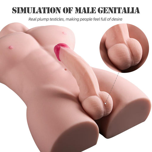 Anal Girişli 16 CM Titreşimli Yapay Penis Erkek Realistik Manken Yarım Vücut Manken Dildo Ten Rengi 