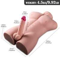 Anal Girişli 16 CM Titreşimli Yapay Penis Erkek Realistik Manken Yarım Vücut Manken Dildo Ten Rengi 