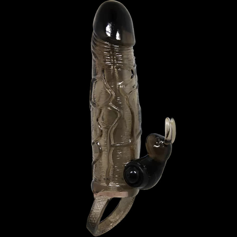 BRAVE MAN Uzatmalı Klitoris ve G-Spot Uyarıcı Titreşimli 2 in 1 Silikon Penis Kılıfı