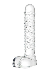 Sexus Glass Cam Dildo – Transparan, 21 cm, Sıcaklık Oyununa Uygun