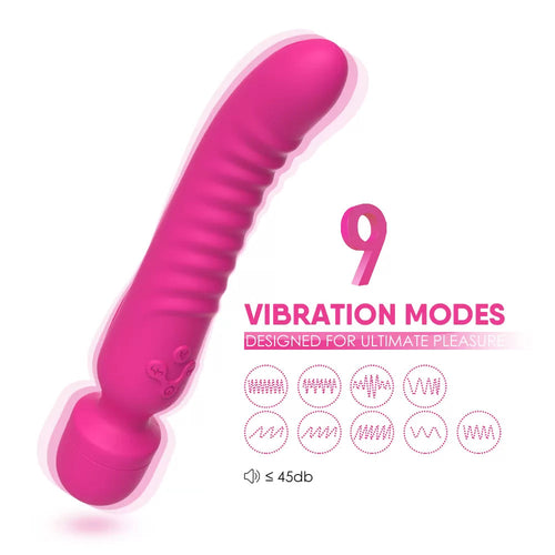 CHOBE Isıtmalı Çift Titreşim Motorlu Klitoris ve G Nokta Wand Orgazm Vibratör - Pembe