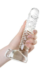 Sexus Glass Cam Dildo – Transparan, 21 cm, Sıcaklık Oyununa Uygun
