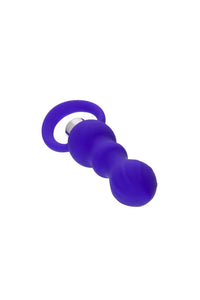 Düzgün Vücutlu Boğumlu Titreşimli Silikon Anal Plug Tıkaç 14 Cm Mor 