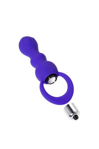 Düzgün Vücutlu Boğumlu Titreşimli Silikon Anal Plug Tıkaç 14 Cm Mor 