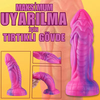 Ejderha Canavarı Yıldızlı Simli Yumuşak Dokulu Kalın Realistik Yapay Penis Dildo