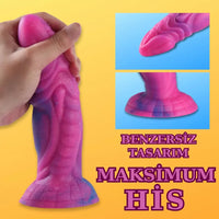 Ejderha Canavarı Yıldızlı Simli Yumuşak Dokulu Kalın Realistik Yapay Penis Dildo