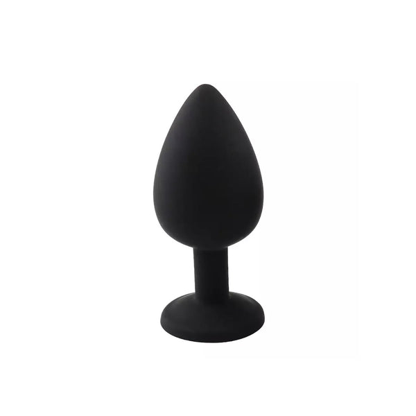 Elmas Taşlı Silikon Kaplı Anal Plug L Büyük Boy 9 cm Siyah