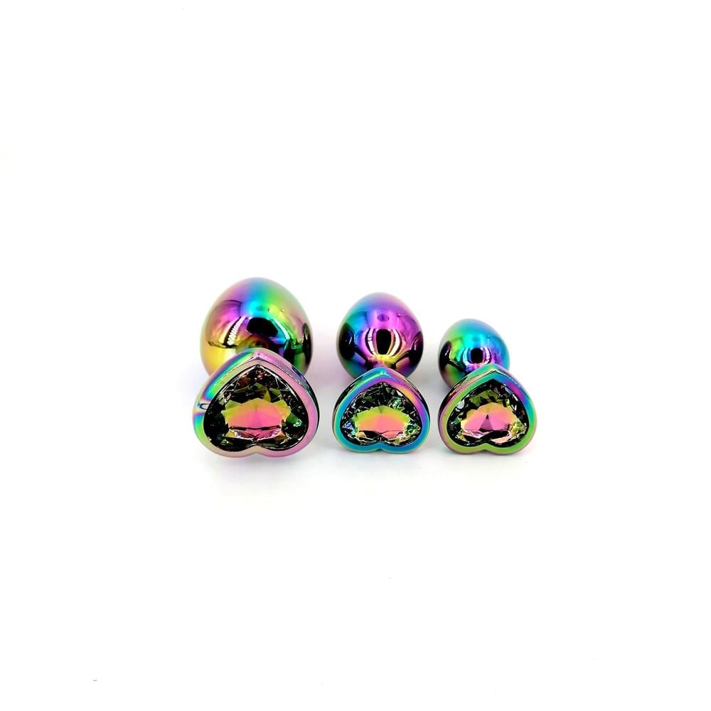 Kalp Şekline Pride Mücevheratlı Metal Anal Plug Anal Seks Alıştırma Seti