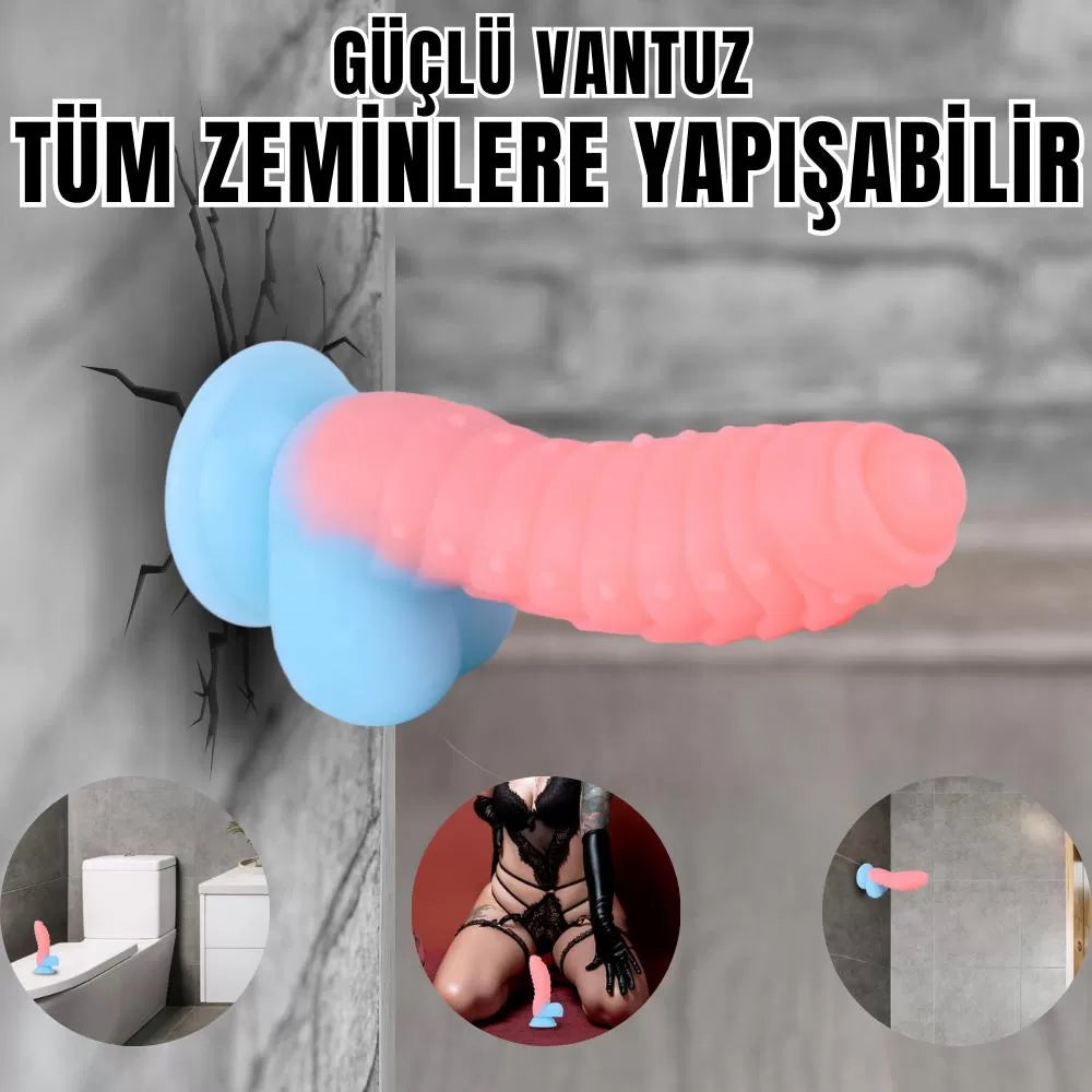Karanlıkta Parlayan Tırtıklı Dildo Ultra Yumuşak Realistik Yapay Penis Dildo