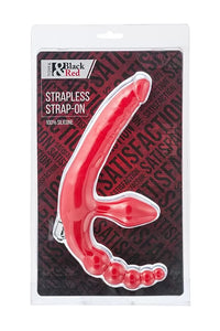 Kırmızı Black &amp; Red Titreşimli Çift Taraflı Dildo Strapless Strap-ON