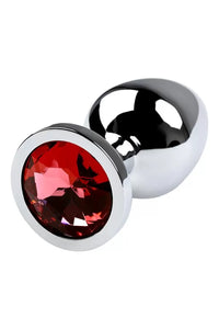 Kırmızı Metal Taşlı Özel Mücevheratlı Büyük Boy Metal Anal Plug Tıkaç