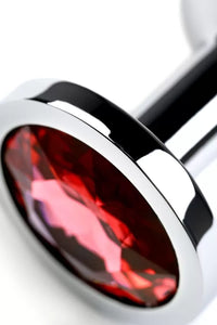 Kırmızı Metal Taşlı Özel Mücevheratlı Büyük Boy Metal Anal Plug Tıkaç